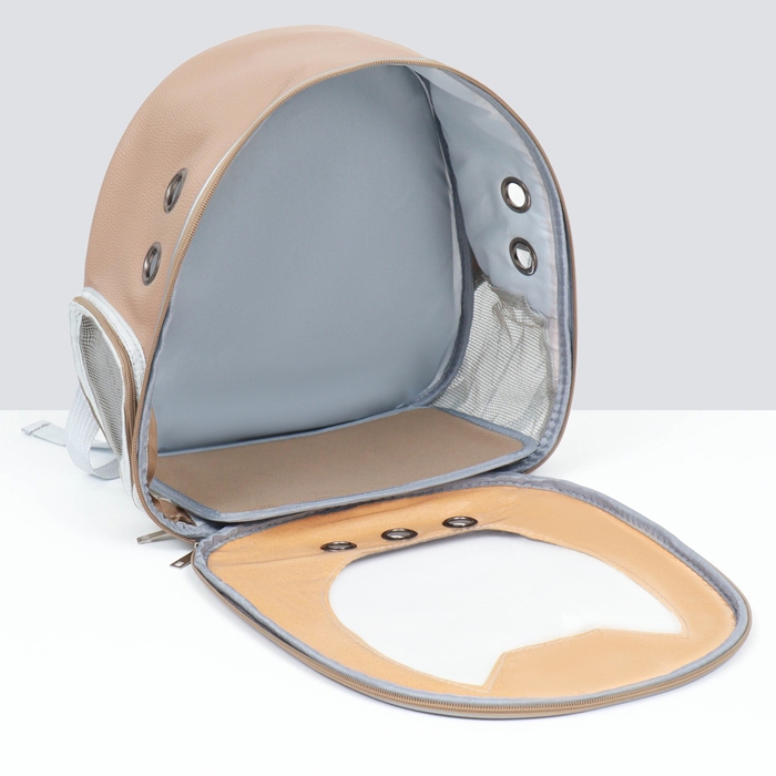 Рюкзак для переноски кошек и собак, кожзам, 32 х 21 х 35 см, бежевый Рюкзак для переноски кошек и собак, кожзам, 32 х 21 х 35 см, бежевый