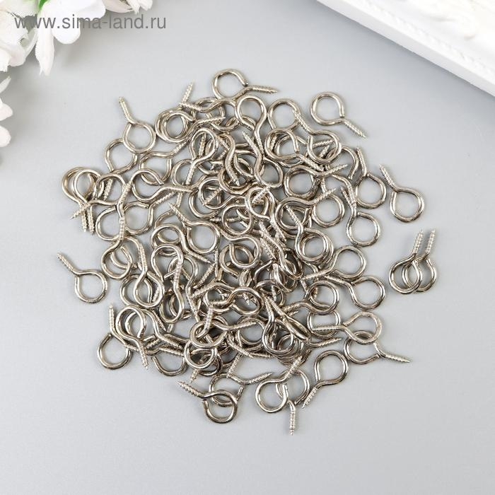 Винт-глазок для крепления картин, фоторам серебро (набор 100 шт) 1,8х0,9 см Винт-глазок для крепления картин, фоторам серебро (набор 100 шт) 1,8х0,9 см