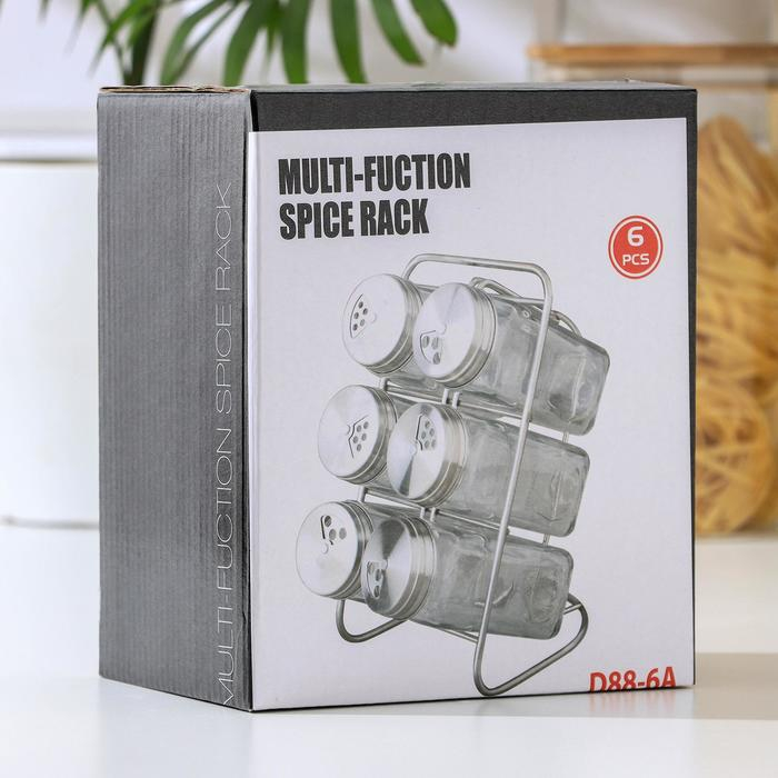 Набор для специй на подставке &laquo;Лесенка&raquo;, ёмкость, 4,5&times;10,5 см, 6 шт