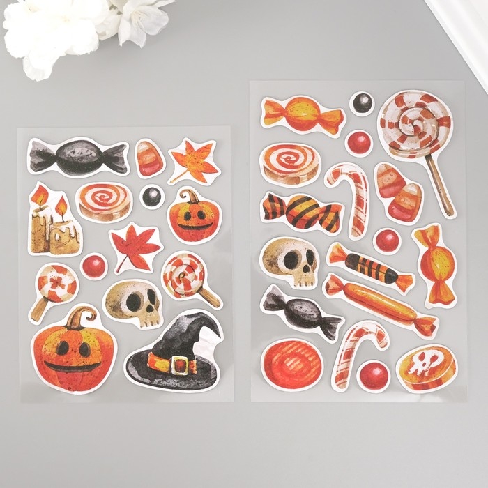 Наклейки для творчества Наклейки для творчества "Хеллоуин" набор 2 листа 22х12,5 см
