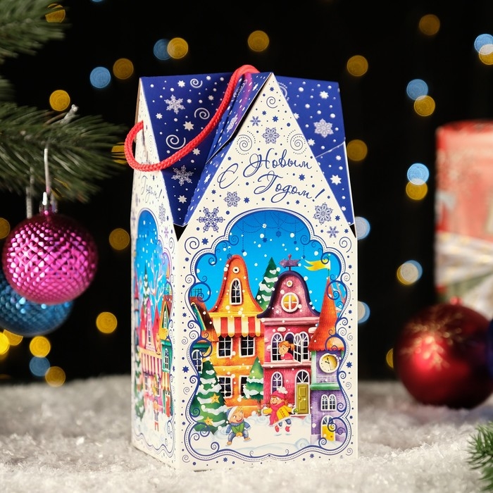 Новый год. Коробка подарочная складная Новый год. Коробка подарочная складная "Мечты Сбываются" 10,5 х 10,5 х 21,5 см.