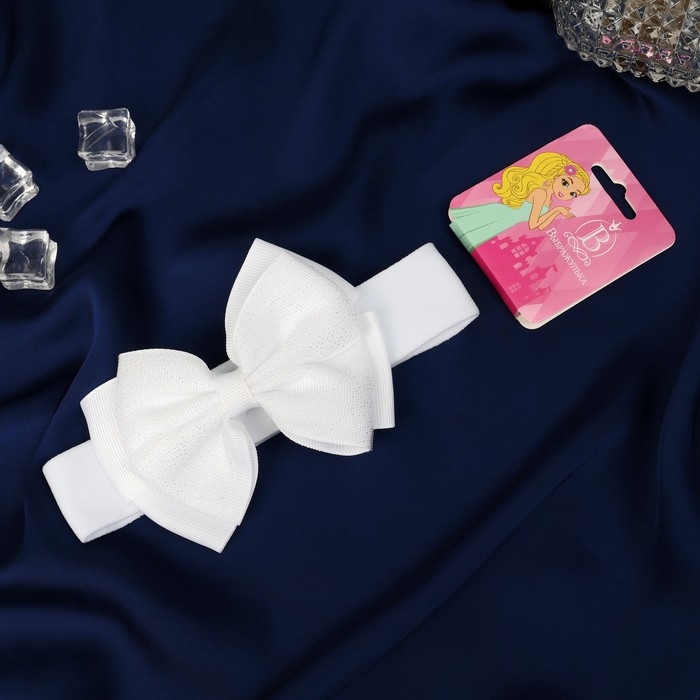 Повязка для волос Повязка для волос "Сияние" двойной бант, 3х17 см, белый