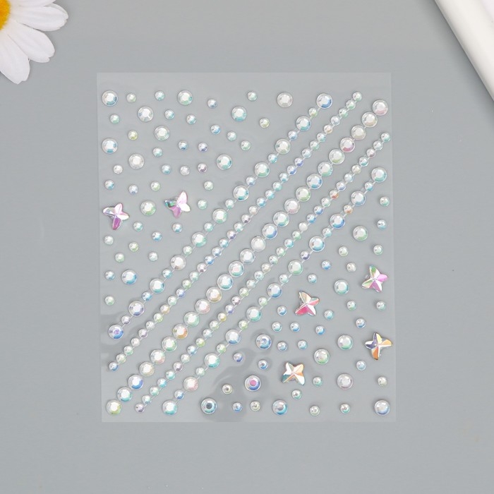 Наклейка пластик стразы Наклейка пластик стразы "Стразы и бабочки" 12х10 см