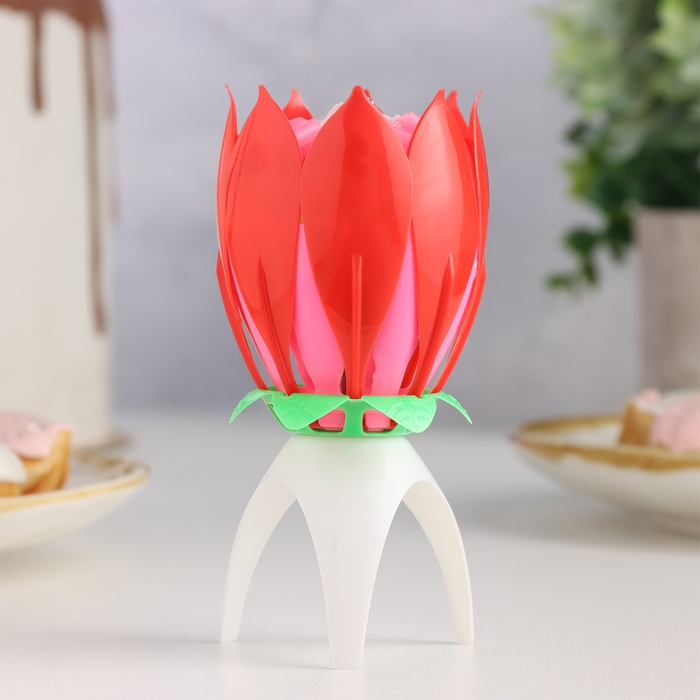 Свеча для торта музыкальная  Свеча для торта музыкальная "Тюльпан", красная, 12×5 см