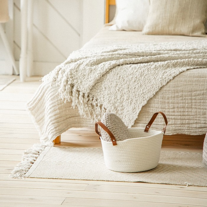 Корзина для хранения SL Home «Луиза», плетёная ручной работы, 33×33×16 см, цвет белый