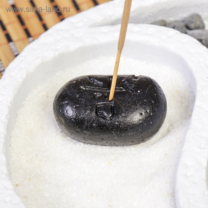 Сад камней Дзен  Сад камней Дзен "Инь-ян" белый, песок белый и чёрный + аромапалочки 3 шт 2,5х15,5х15,5 см