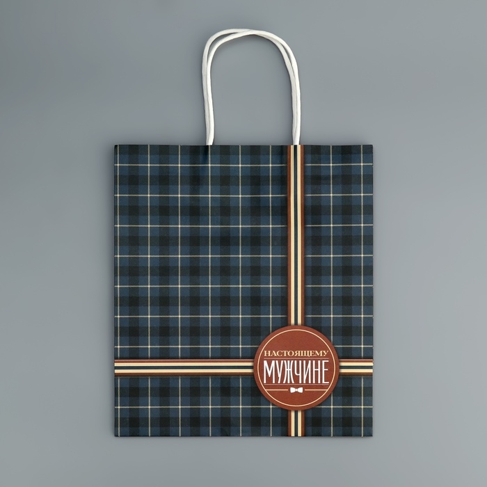 Пакет подарочный крафтовый, упаковка, «Клетка», 22 х 25 х 12 см Пакет подарочный крафтовый, упаковка, «Клетка», 22 х 25 х 12 см