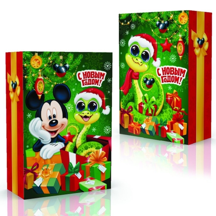 Новый год. Коробка подарочная Новый год. Коробка подарочная "Символ года 2025 Змея" 16х23х7.5 см, Микки Маус