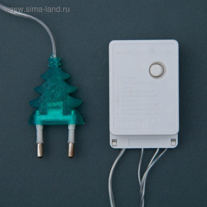 Гирлянда «Нить» 4 м с насадками «Шарик с узором», IP20, прозрачная нить, 20 LED, свечение мульти, 8 режимов, 220 В