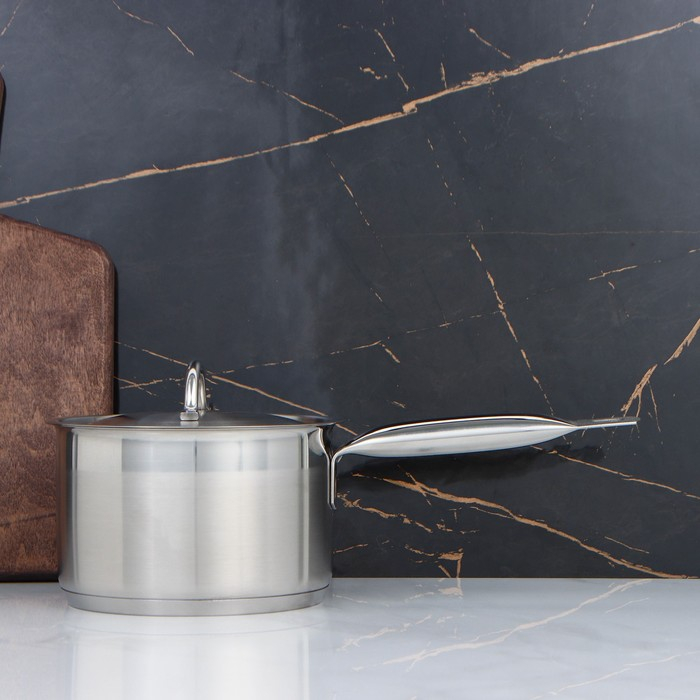 Сотейник, 2 л, d=16 см, h=10 см, металлическая крышка, капсульное дно, индукция, цвет серебряный