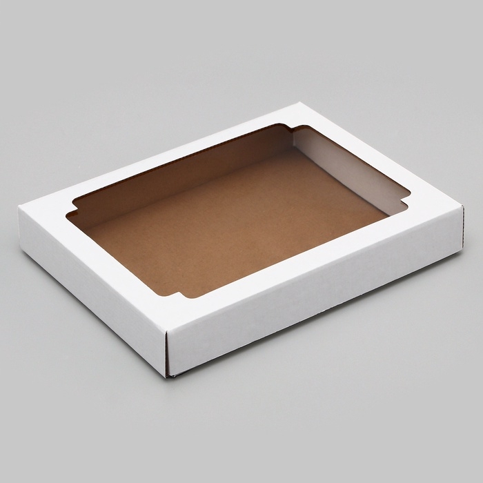 Коробка сборная, крышка-дно, с окном, белая, 26 х 21 х 4 см Коробка сборная, крышка-дно, с окном, белая, 26 х 21 х 4 см