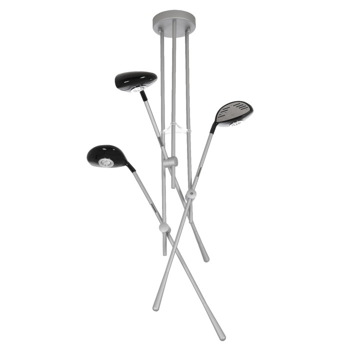 Люстра «3 клюшки» 65 × 75 см, 3 × 10 Вт, алюминий, пластик, свечение тёплое белое Люстра «3 клюшки» 65 × 75 см, 3 × 10 Вт, алюминий, пластик, свечение тёплое белое