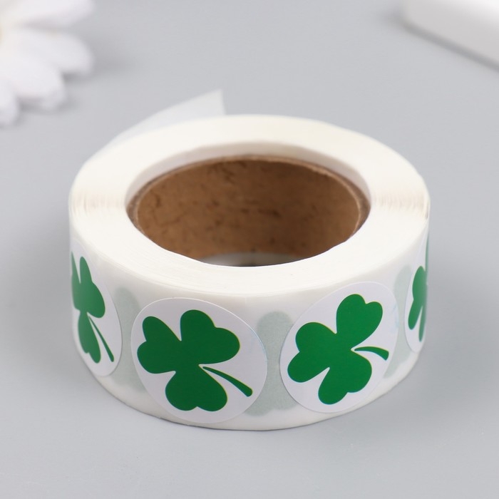 Наклейка бумага Наклейка бумага "Клевер" d=2,5 см 500 шт в рулоне