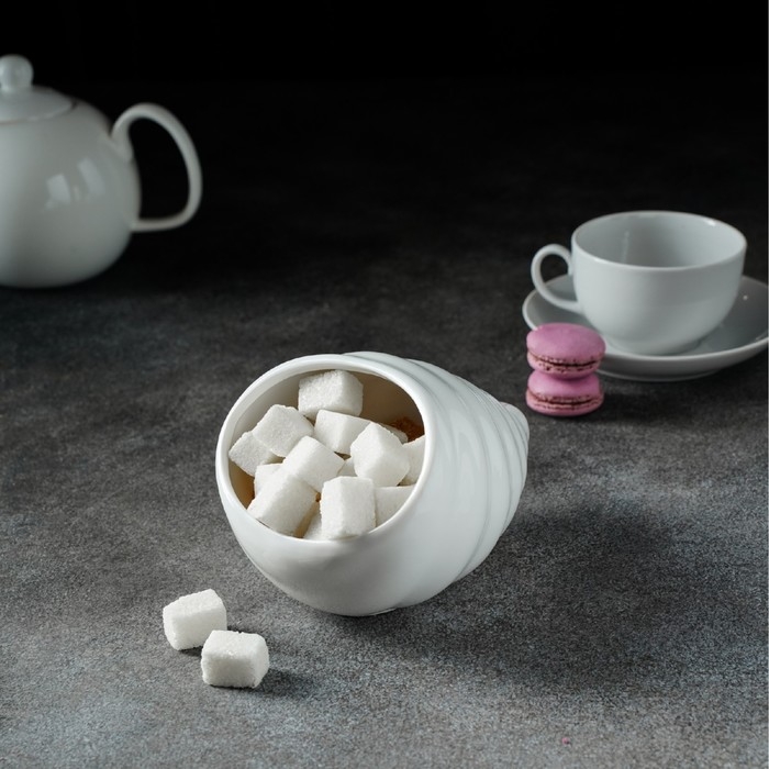 Сахарница фарфоровая Magistro «Ракушка», 330 мл, цвет белый Сахарница фарфоровая Magistro «Ракушка», 330 мл, цвет белый