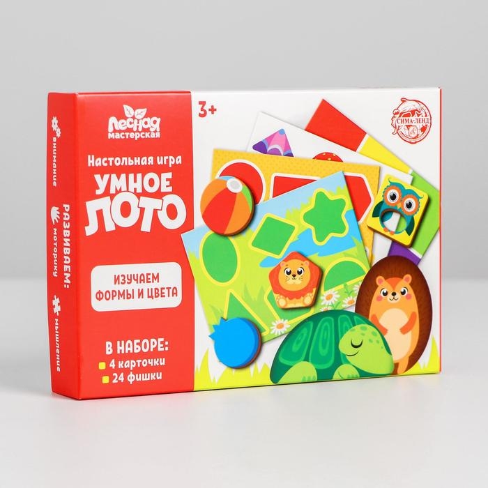 Умное лото. Изучаем форму и цвет, 24 фишки Умное лото. Изучаем форму и цвет, 24 фишки