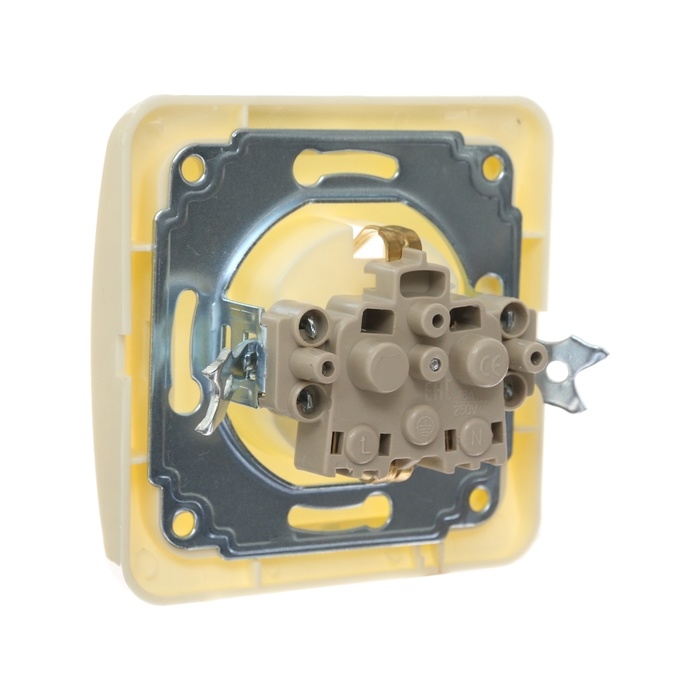 Розетка одноместная Luazon Lighting  Розетка одноместная Luazon Lighting "Орион", 16 А, скрытая, с з/к, бежевая