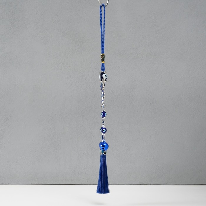 Подвеска от сглаза металл "Бабочка с колокольчиками и кисточкой" 7х30 см