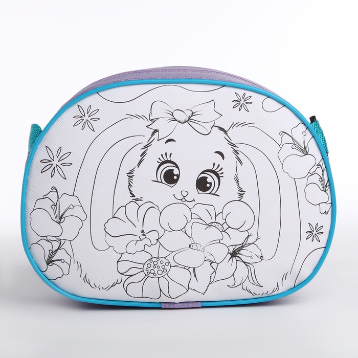 Сумка детская для девочки через плечо  Сумка детская для девочки через плечо "Кролик с цветами" 22х16 см