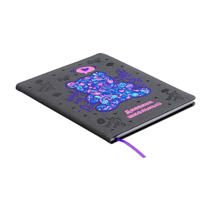 Дневник школьный для 1-11 классов  Дневник школьный для 1-11 классов "Мармеладный мишка", твёрдая обложка с поролоном из искусственной кожи, блинтовое тиснение, 48 листов, блок офсет 80г/м2, универсальная шпаргалка