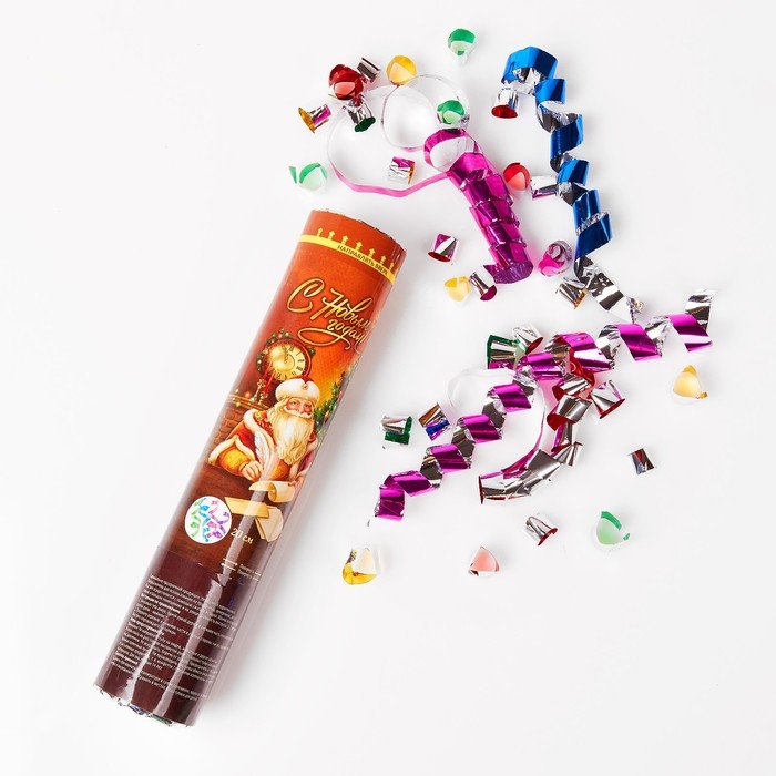 Новогодняя хлопушка пневматическая поворотная «С Новым Годом», конфетти, фольга, 20 см Новогодняя хлопушка пневматическая поворотная «С Новым Годом», конфетти, фольга, 20 см