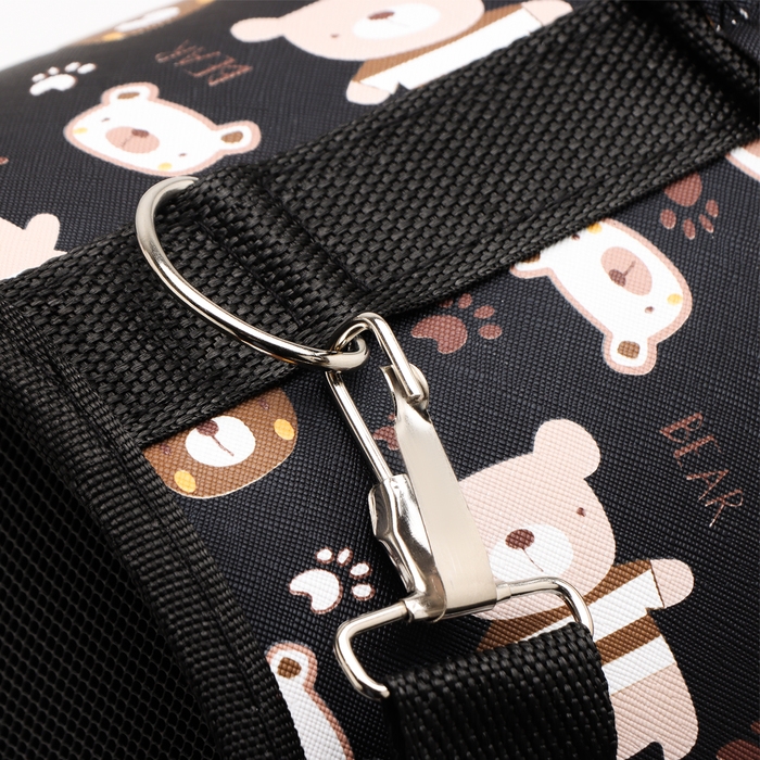 Сумка-переноска каркасная  Сумка-переноска каркасная "Медвежонки", размер M, 40 х 21 х 27 см, чёрный