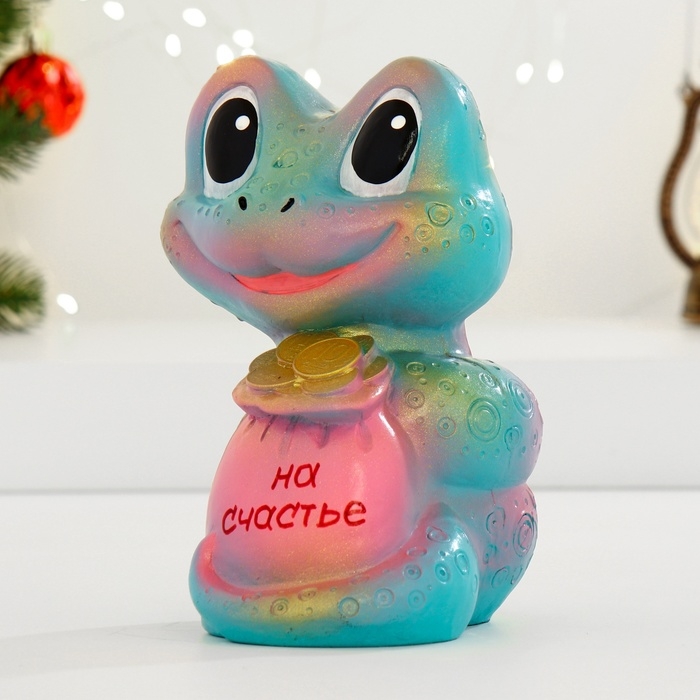 Копилка  Копилка "Змея с мешком денег" изумрудная, 18см