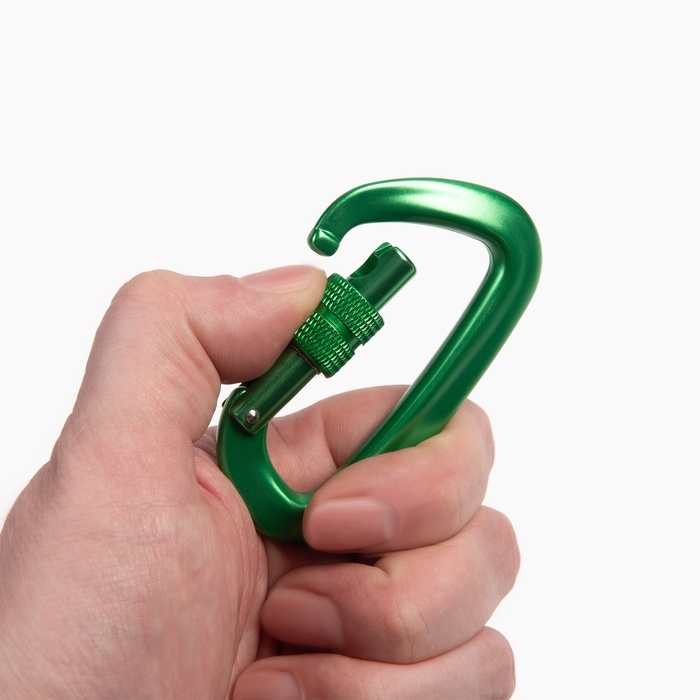 Карабин с муфтой, 8 х 4.5 см, 26 KN, зеленый Карабин с муфтой, 8 х 4.5 см, 26 KN, зеленый