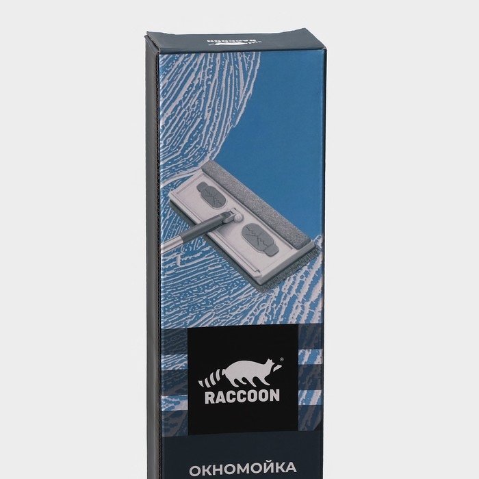 Щётка для окон Raccoon, стальная телескопическая ручка 82(126) см, насадка из микрофибры 25×9 см, цвет белый Щётка для окон Raccoon, стальная телескопическая ручка 82(126) см, насадка из микрофибры 25×9 см, цвет белый