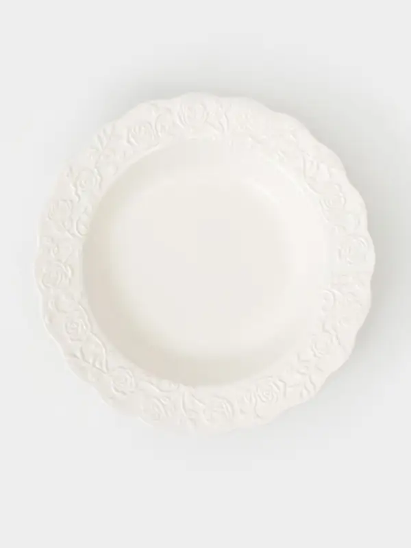 Тарелка глубокая Garden rose, d=24 см, 630 мл, фарфор, белая