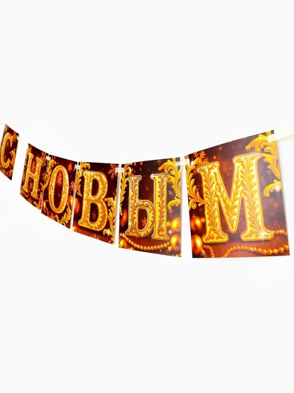 Гирлянда на ленте «С Новым годом», золото, 200 см Гирлянда на ленте «С Новым годом», золото, 200 см