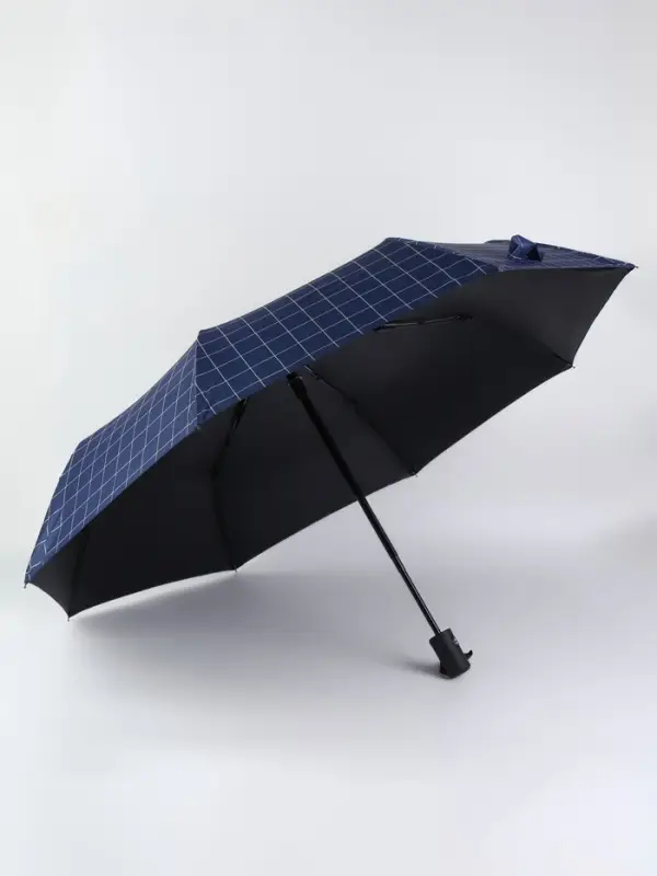 Зонт автоматический &laquo;Клетка&raquo;, эпонж, 3 сложения, 8 спиц, R=48/55 см, d=96 см, МИКС