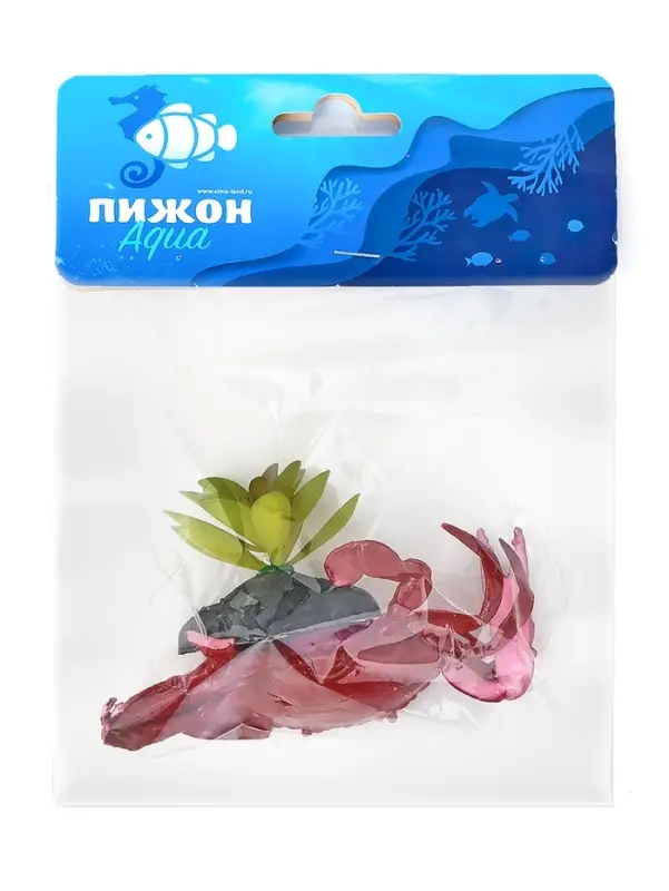 Набор декора для аквариума "Краб и трава"