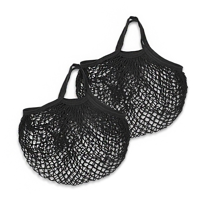 Авоська 34 х 34 см, ручка 12 см, клетка 1.5 см, черная, 2 штуки Авоська 34 х 34 см, ручка 12 см, клетка 1.5 см, черная, 2 штуки