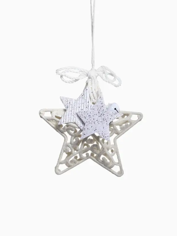 Ёлочная игрушка &laquo;Зимнее волшебство. Звезда в кружевах&raquo; пластик, 10&times;10 см, белый