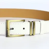 Ремень женский с винтом, 110&times;2.5 см, пряжка металл, золотистая, белый