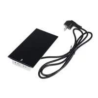 Блок розеточный в стол, сдвижная крышка, 10 А, 2 розетки, 2xUSB, 2A, провод 1.8 м, чёрный