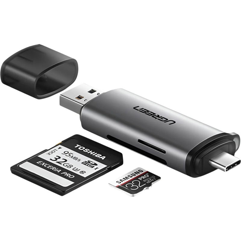 Картридер UGREEN USB-C + USB-A 3.0 для карт памяти TF/SD (50706)