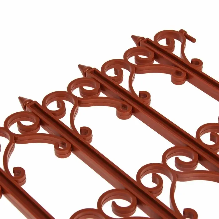 Ограждение декоративное, 25&times;180 см, 5 секций, пластик, терракотовое, &laquo;Классика&raquo;
