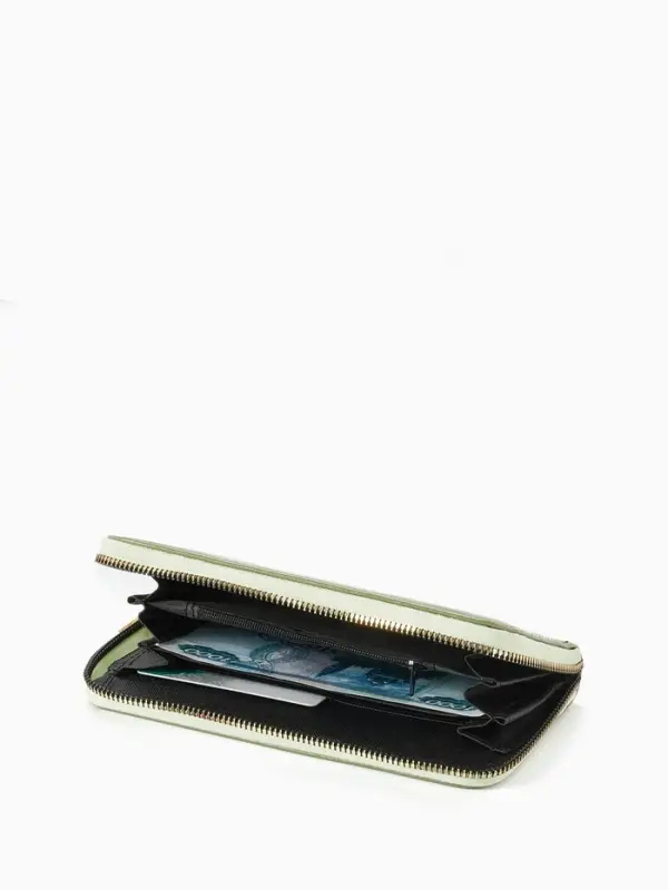 Кошелёк женский на молнии, 20&times;2&times;10 см, лаковый, зелёный