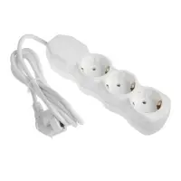 Удлинитель сетевой Luazon Lighting ECO, 3 розетки, 1.7 м, 16 А, 3500 Вт, заземление, белый
