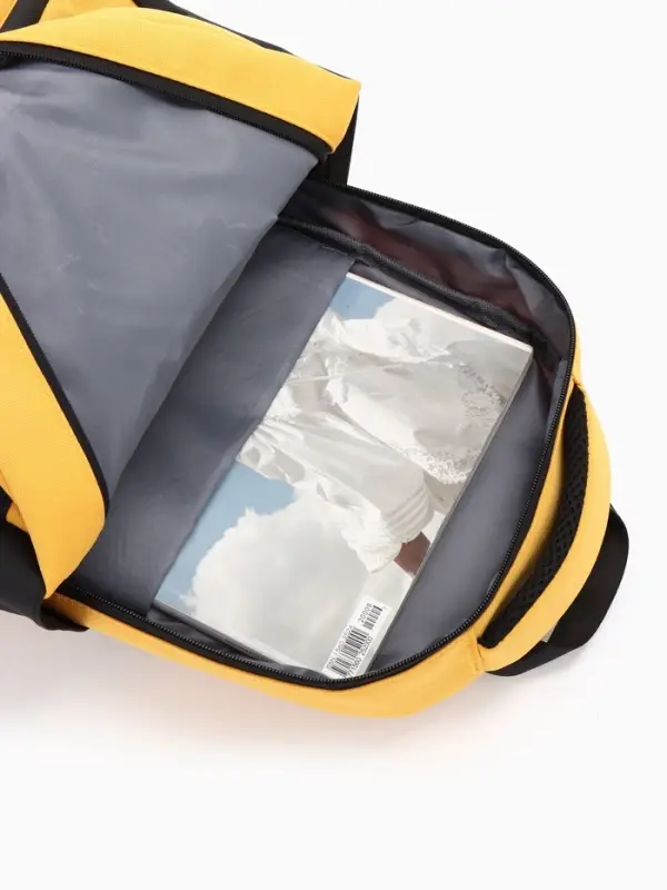 Рюкзак школьный, 2 отделения, 4 кармана, водонепроницаемое дно, 27&times;13&times;38.5 см, жёлтый