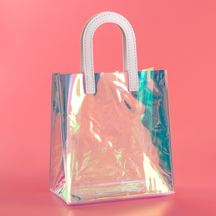 Пакет подарочный из ПВХ, белый, ирридисцентный, 20 х 18 х 10 см Пакет подарочный из ПВХ, белый, ирридисцентный, 20 х 18 х 10 см