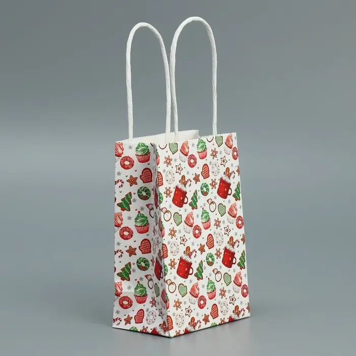 Пакет подарочный новогодний крафтовый «Сладкого Нового года», 15 х 10 х 6 см Пакет подарочный новогодний крафтовый «Сладкого Нового года», 15 х 10 х 6 см