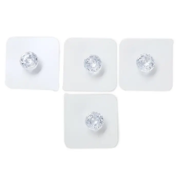 Ручка-кнопка с клейкой поверхностью ТУНДРА, прозрачный, набор 4 шт.