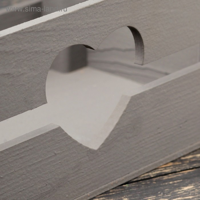 Кашпо деревянное 24.5×13.5×9 см  Кашпо деревянное 24.5×13.5×9 см "Двушка Лайт" реечное, сердце, серый Дарим Красиво