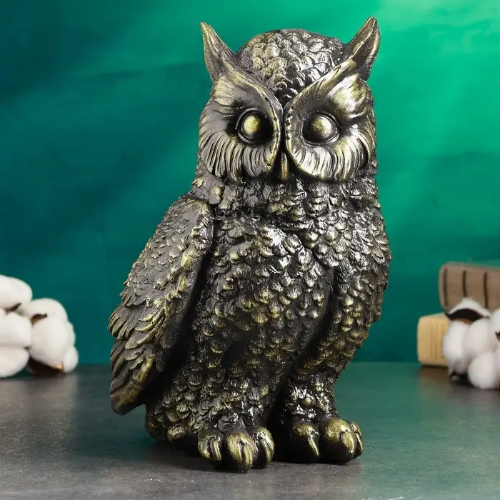 Копилка для денег &laquo;Сова большая&raquo;, гипс, чёрно-золотая, 27 см