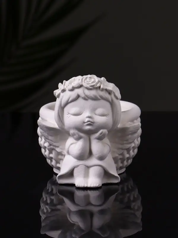 Подсвечник на 1 свечу &laquo;Ангел с корзинкой&raquo;, гипс, 9&times;6.5&times;7 см