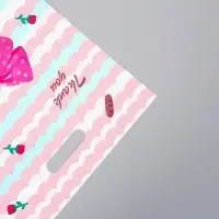 Пакет полиэтиленовый с вырубной ручкой "Розовый бант" 30 х 40 см 60 мкм