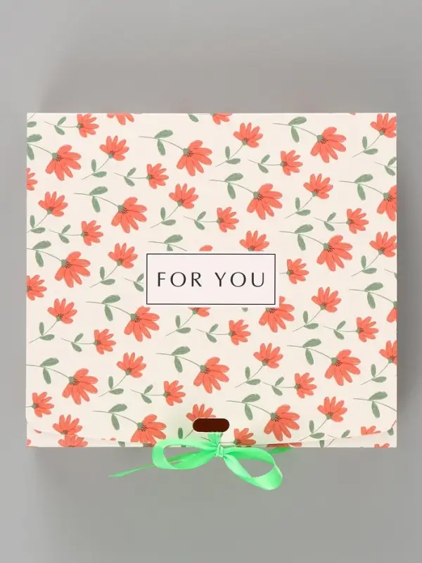 Коробка подарочная самосборная For you, 20&times;18&times;5 см, с лентой