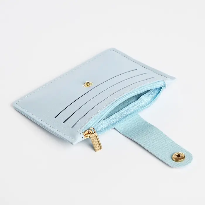 Картхолдер с монетницей на молнии, цвет голубой